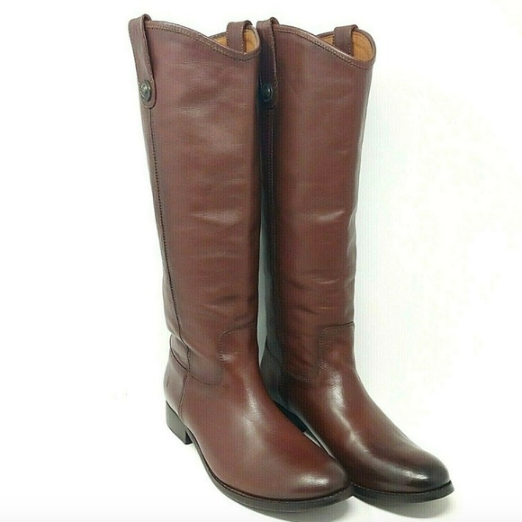 Frye Melissa Button Brown Leather Tall Boots Size 6 - Picture 1 of 5